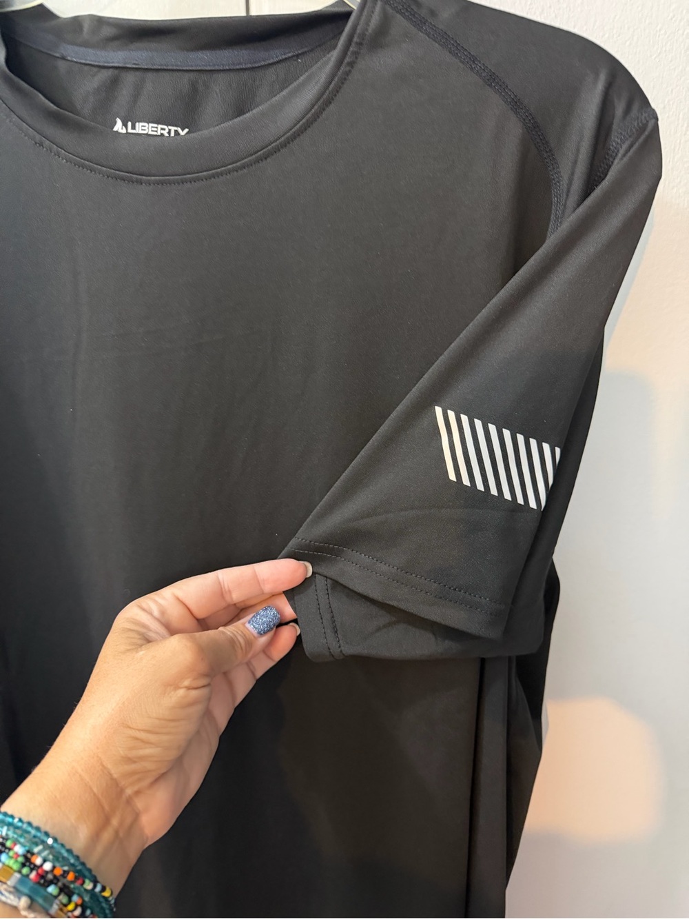 liberty Black Short-Sleeve Performance Tee with Reflective Stripe